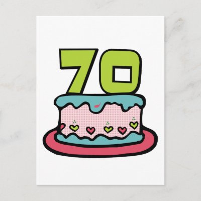 70 Year Old Birthday Cake postcards