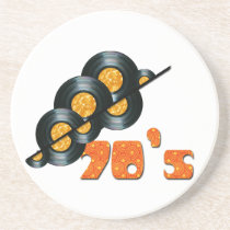 retro, vintage, music, musical, funk, old school, vinyl, cool, 70's, color, funky, disk, hippy, record player, fun, funny, old, classic, historical, Coaster with custom graphic design
