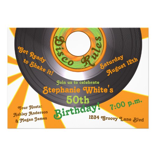 70s Disco Groovy 45 Record 50th Birthday Party Personalized Invitation