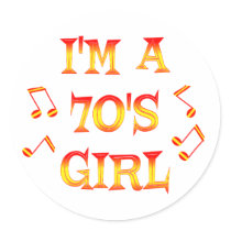 70s Girl Round Sticker