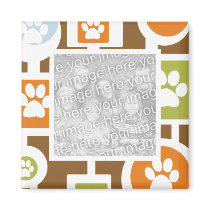 70's Paw Print Pattern Photo Magnets