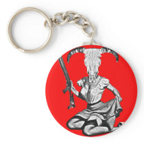 urban trend, urban, basic keychains, goth, metal, rock, pin-up, skull, rifle, vintage, keychains, 70's, crazy, weapon, cow skull, funny, death's-head, creatures, races, Keychain with custom graphic design