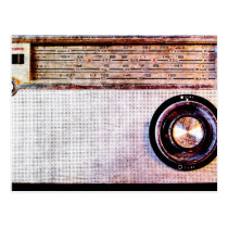 vintage, radio, transistor, retro, music, funny, card, old school, antique, analogue, old-fashioned, original, postcard, Postkort med brugerdefineret grafisk design