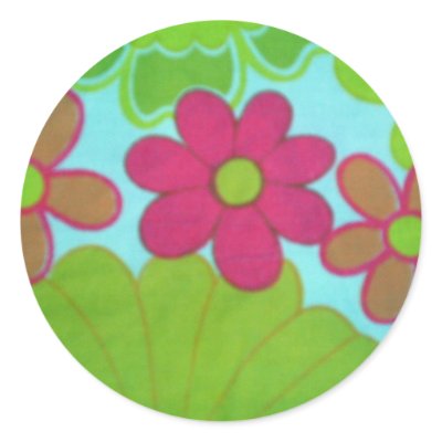 70's Retro Flower's Round Stickers by pammys