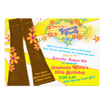 70s Theme Groovy Bell Bottoms 50th Birthday Party Invite
