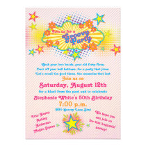 70s Theme Groovy Flower Power 50th Birthday Party Custom Invite