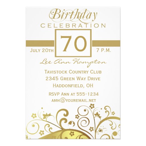 70th - 79th Birthday Party Invitations (front side)