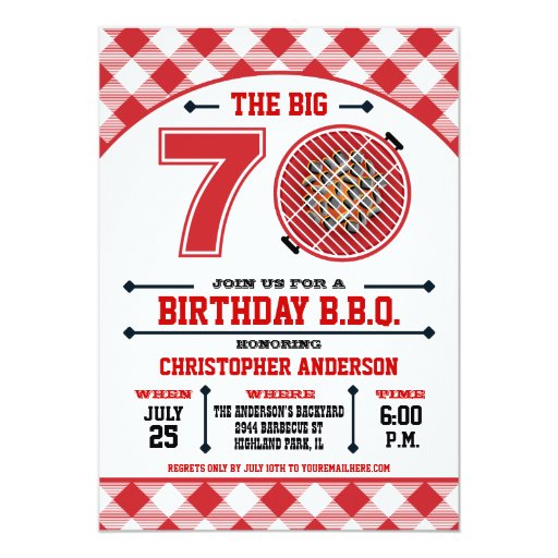 70th Birthday Barbecue Invitation (front side)