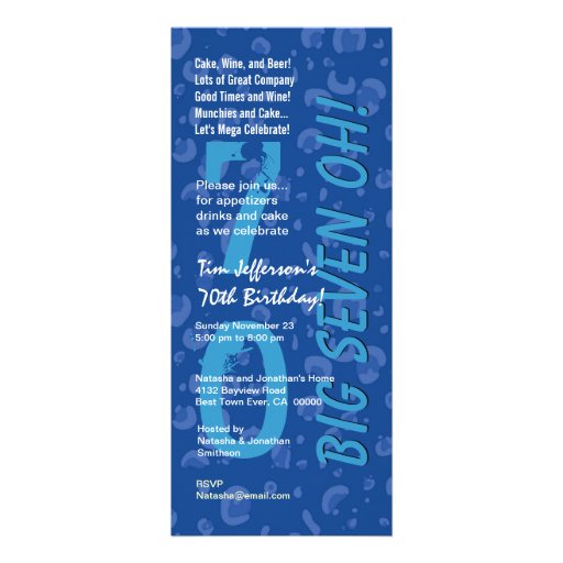 70th Birthday Big Six Oh Blue Confetti W364 Custom Invitations