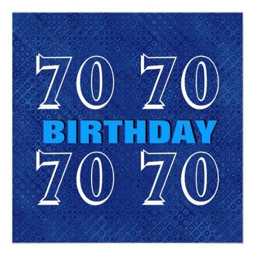 70th Birthday Blue and Silver Pattern Recycled Personalized Invite