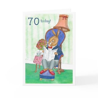 70th Birthday Card - Mr Rabbit
