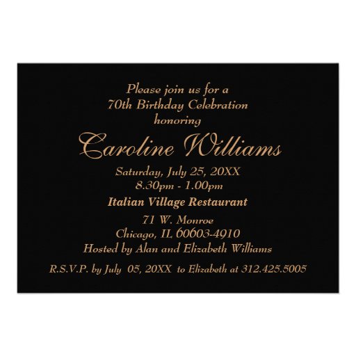 70th Birthday Celebration Custom Invitations