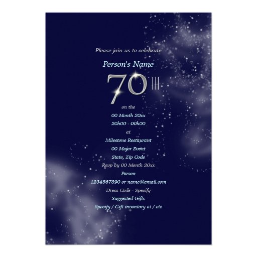 70th birthday celebration party major CUSTOMIZE Personalized Invites