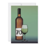 70th birthday : halftone wine bottle &amp; glass custom invite
