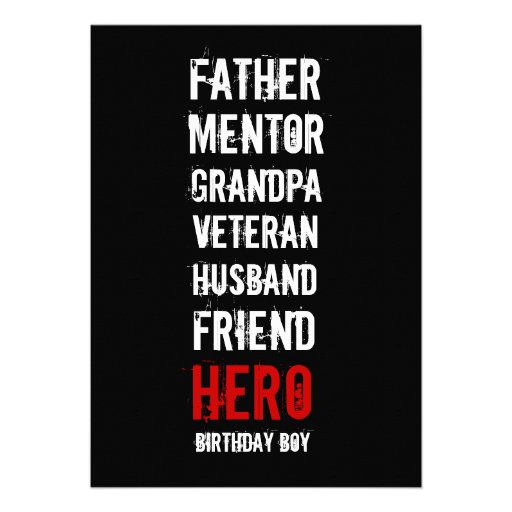 70th Birthday Hero Party Invitation (front side)