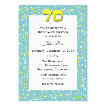 70th Birthday Invitation -- Confetti