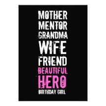 70th Birthday Invitation - Mom Beautiful Hero