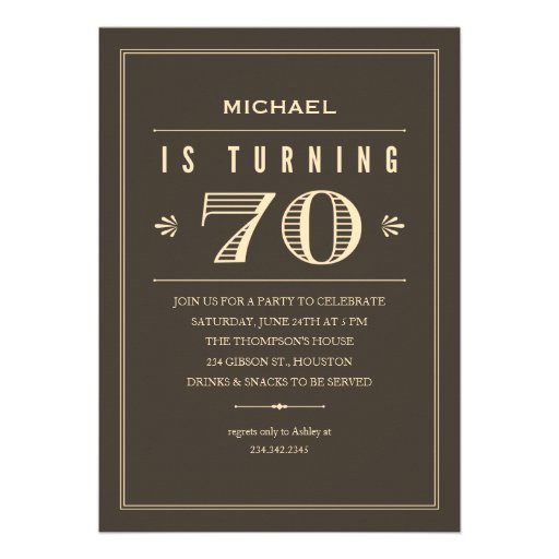 70th Birthday Invitations for Men (front side)