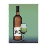 70th birthday or anniversary : wine bottle & glass post card