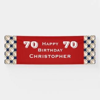 70th Birthday Party Baseball Banner, Adult