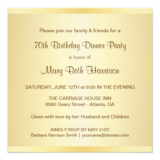 70th Birthday Party - Custom Photo Invitations