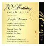 70th Birthday Party - Elegant Gold Floral Invites invitations