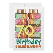 70th Birthday Party Invitation Candles & Gifts