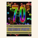 70th Birthday party Invitation with bubbles invitations