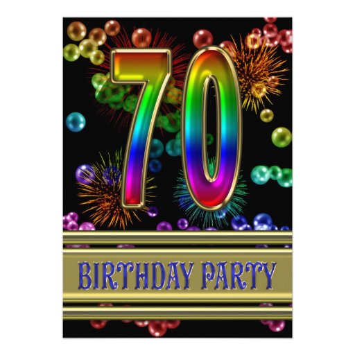 70th Birthday party Invitation with bubbles