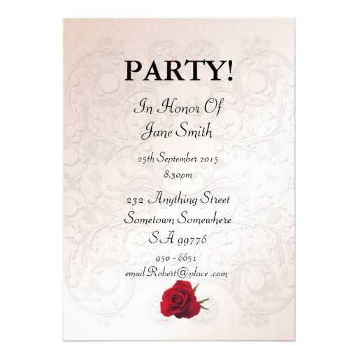70th birthday party invitation with roses
