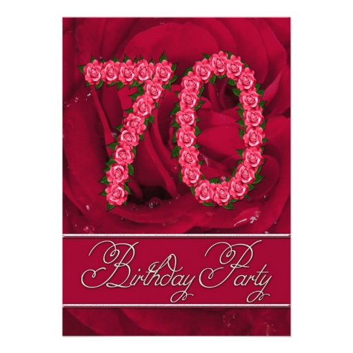 70th birthday party invitation with roses
