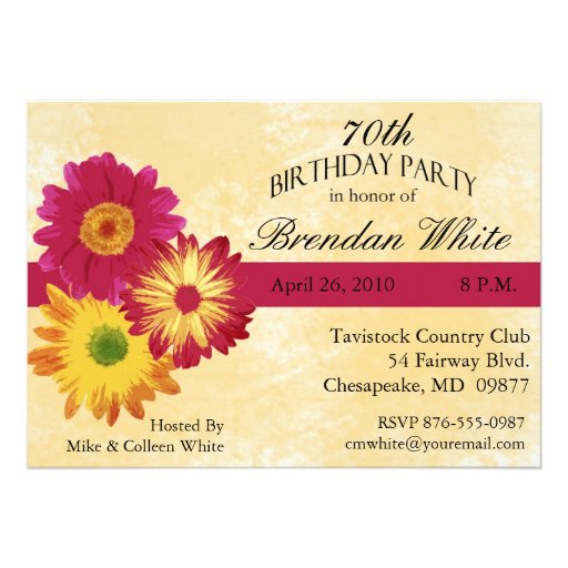 70th Birthday Party Invitations (front side)