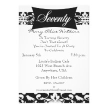 70th Birthday Party Personalized Invitation