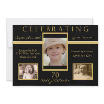 70th Birthday Party Tri Photo Invitations
