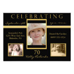 70th Birthday Party Tri Photo Invitations invitations