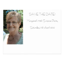 70th birthday save the date post cards