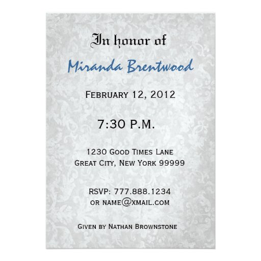 70th Birthday Soft Blue Rose Metallic Paper Personalized Invitation