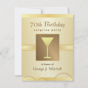 Surprise Birthday Party Invitations on 70th Birthday Surprise Party Invitations   Gold Invitation