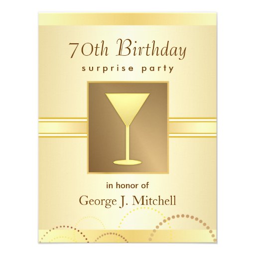 70th Birthday Surprise Party Invitations - Gold