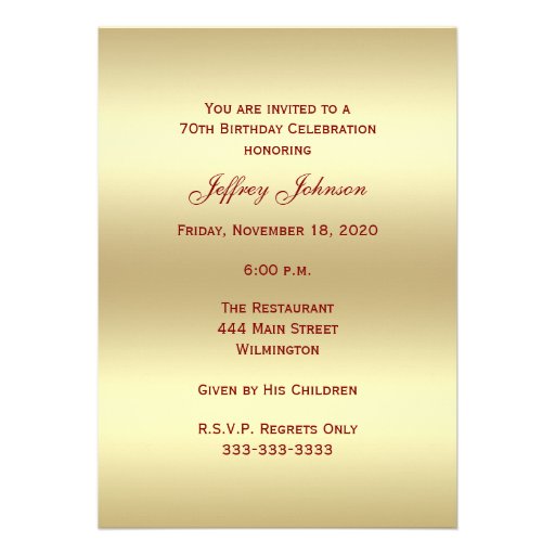 70th Photo Birthday Party Invitation - Burgundy 70