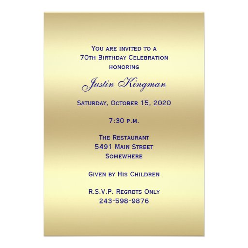 70th Photo Birthday Party Invitation - Navy 70