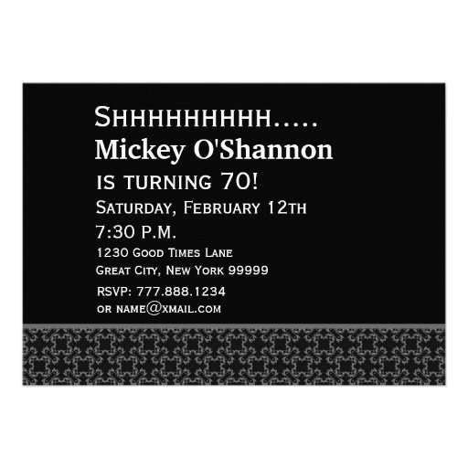 70th Surprise Birthday Black White Green 001 Custom Announcement