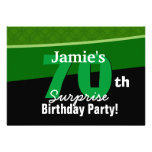 70th Surprise Birthday Green and Black G002 invitations