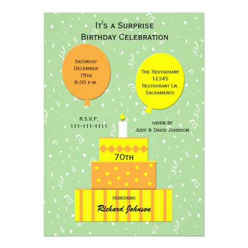 70th Surprise Birthday Party Invitation (front side)