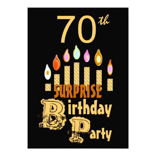70th SURPRISE Birthday Party Invitation - GOLD (front side)