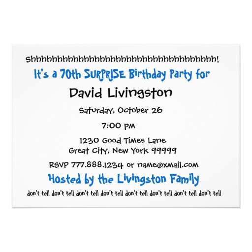 70th SURPRISE Birthday Party Invitation Template