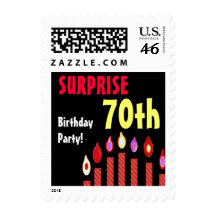 70th SURPRISE Birthday Party Stamp - Red Candles