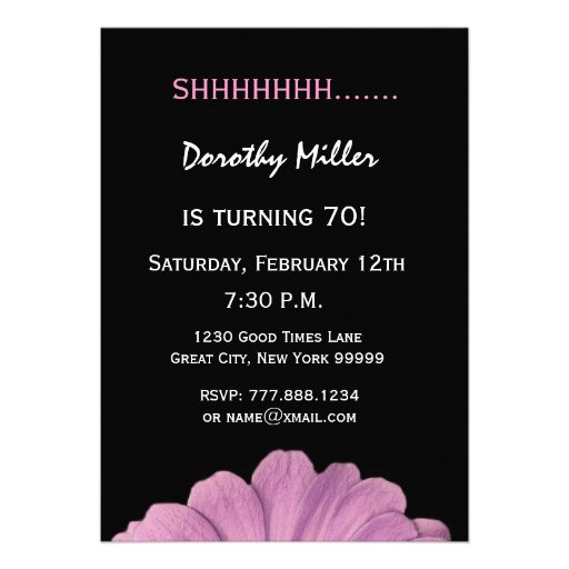 70th Surprise Birthday Pretty Pink Daisy Custom Invite