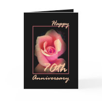 70th Wedding Anniversary Card with Pink Rosebud