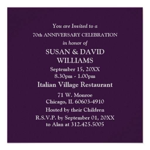 70th Wedding Anniversary Party Invitations